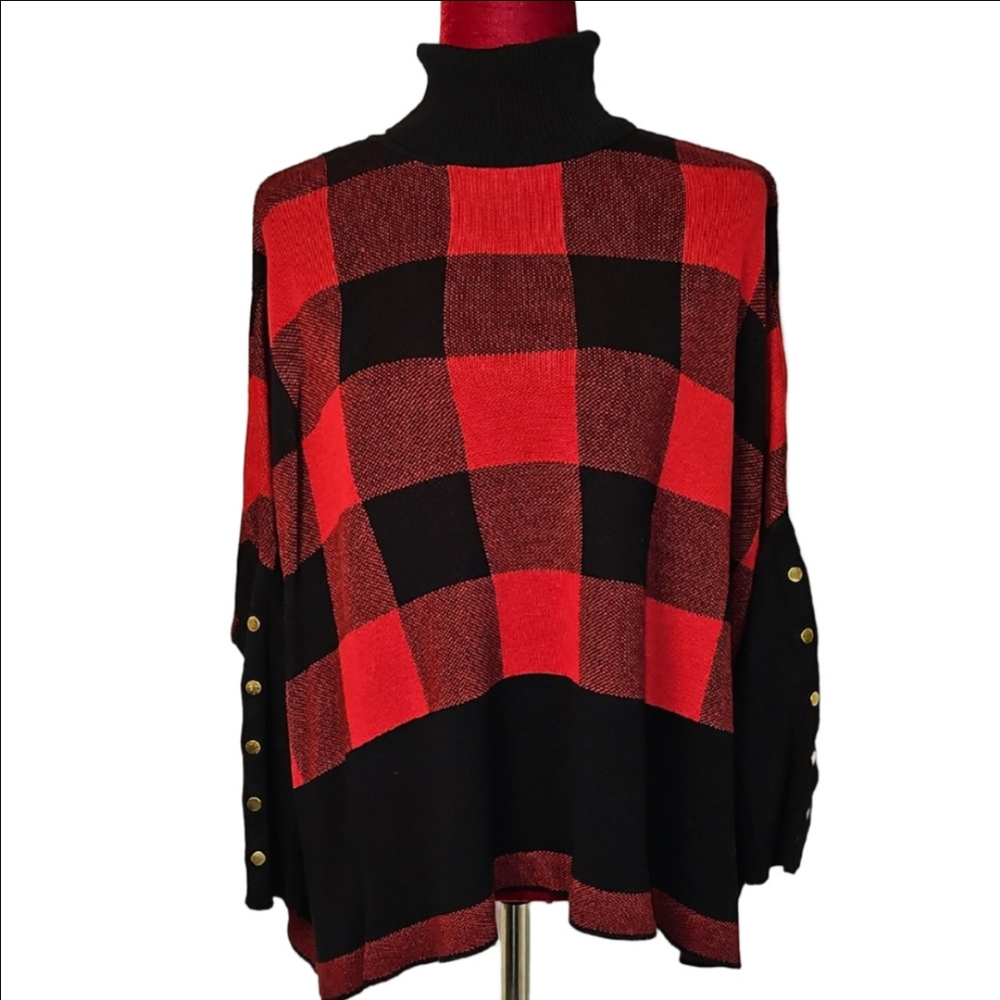 Joseph A. Buffalo Plaid Turtleneck Sweater Size Large